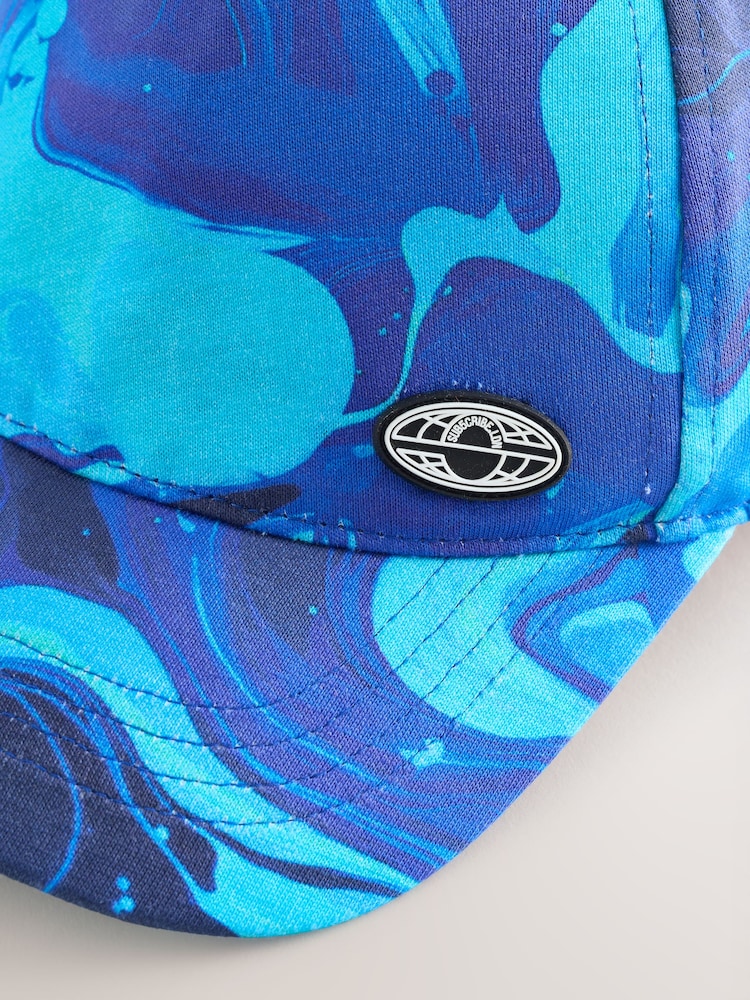 Blue Marble Print 100% Cotton Baseball Cap Hat (1-16yrs) - Image 4 of 5