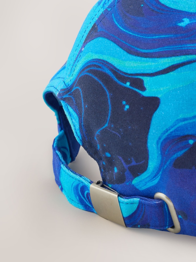 Azul con estampado marmolado - 100% Cotton Baseball Cap Hat (1-16yrs) - Imagen 5 de 5