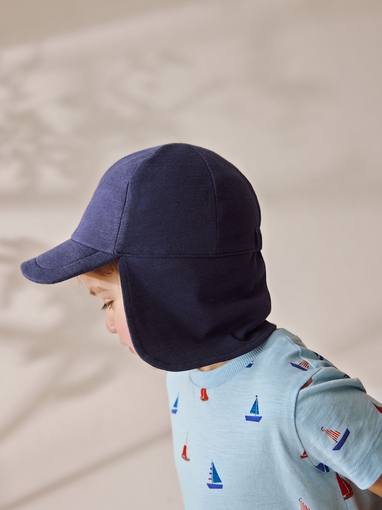 Navy Blue Legionnaire 100% Cotton Hat (3mths-10yrs) - Image 2 of 5 Navy Blue Legionnaire 100% Cotton Hat (3mths-10yrs) - Image 2 of 5