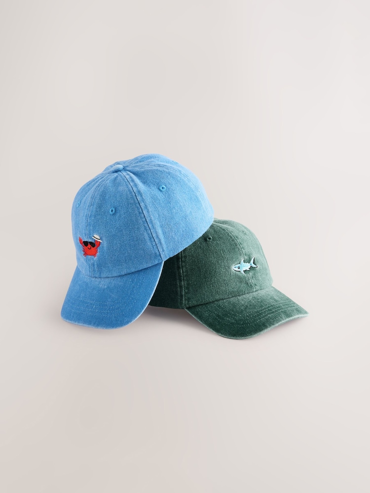 Shark/Crab Washed Caps 2 Pack (3mths-10yrs) - Image 4 of 6