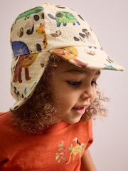 Watercolour Animal Print Legionnaire 100% Cotton Hat (3mths-10yrs) - Image 1 of 5