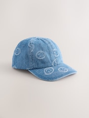 Denim Happy Face 100% Cotton Baseball Cap Hat (3mths-16yrs) - Image 1 of 5