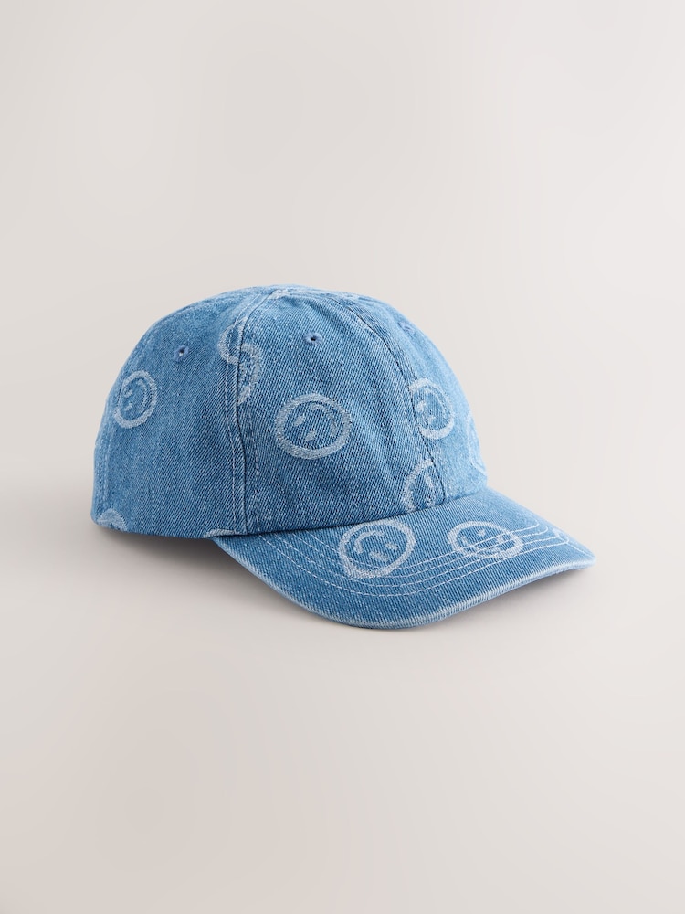 Denim Happy Face 100% Cotton Baseball Cap Hat (3mths-16yrs) - Image 1 of 5