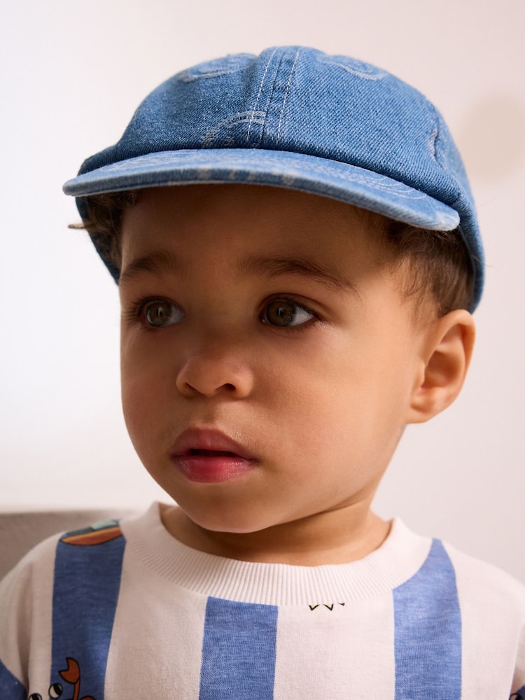 Denim Happy Face 100% Cotton Baseball Cap Hat (3mths-16yrs) - Image 3 of 5