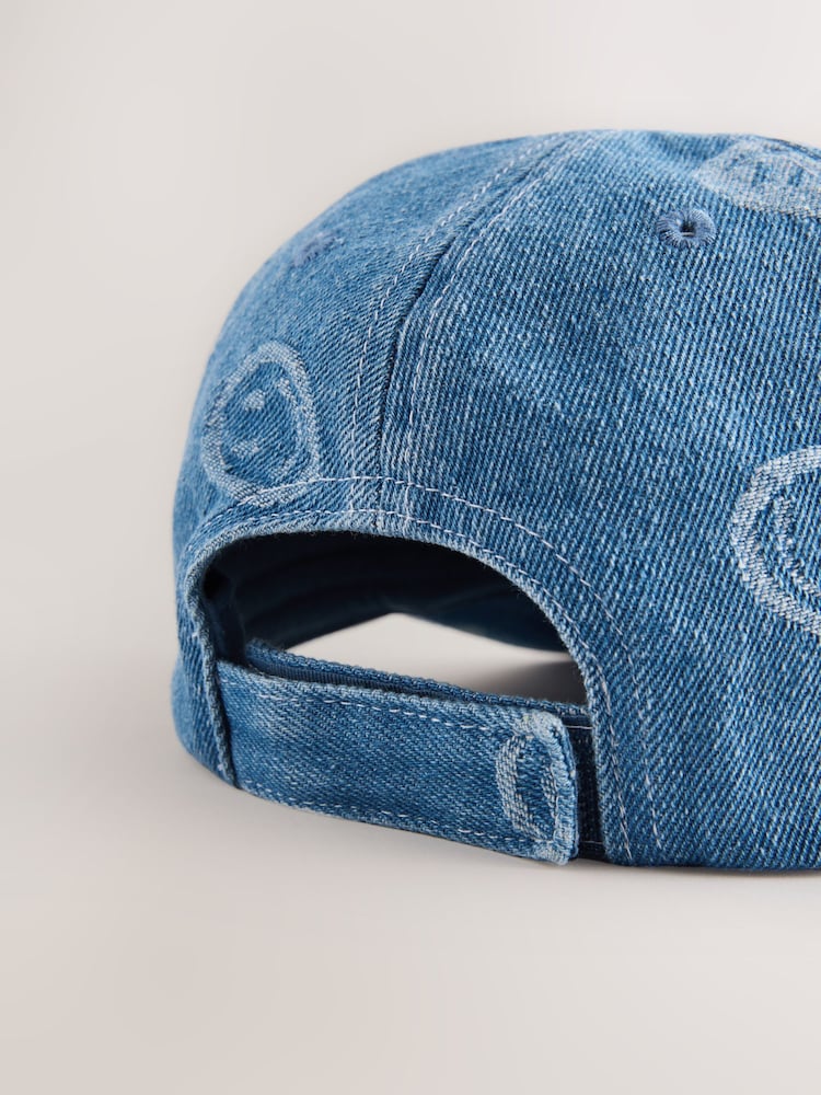 Denim Happy Face 100% Cotton Baseball Cap Hat (3mths-16yrs) - Image 4 of 5