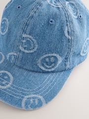 Denim Happy Face 100% Cotton Baseball Cap Hat (3mths-16yrs) - Image 5 of 5