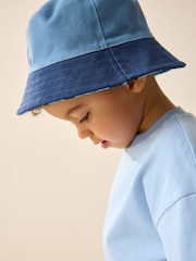 Blue Dinosaur Print Reversible Bucket 100% Cotton Hat (3mths-10yrs) - Image 3 of 8
