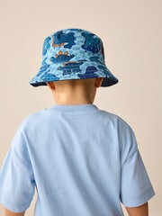 Blue Dinosaur Print Reversible Bucket 100% Cotton Hat (3mths-10yrs) - Image 4 of 8