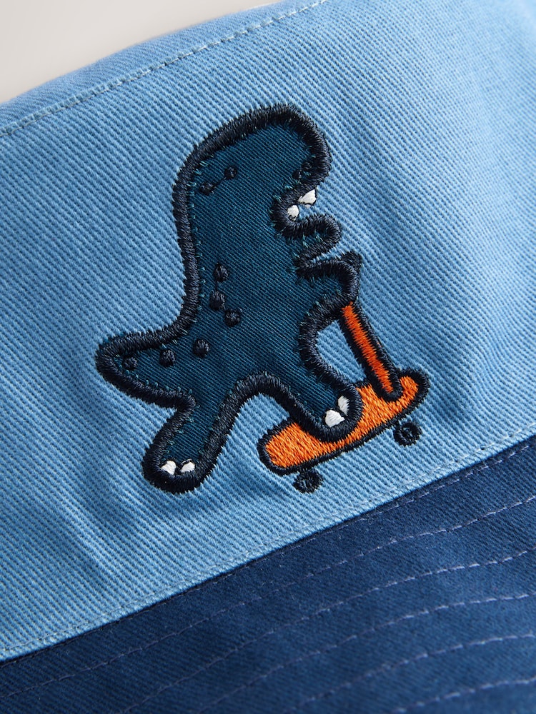 Blue Dinosaur Print Reversible Bucket 100% Cotton Hat (3mths-10yrs) - Image 8 of 8