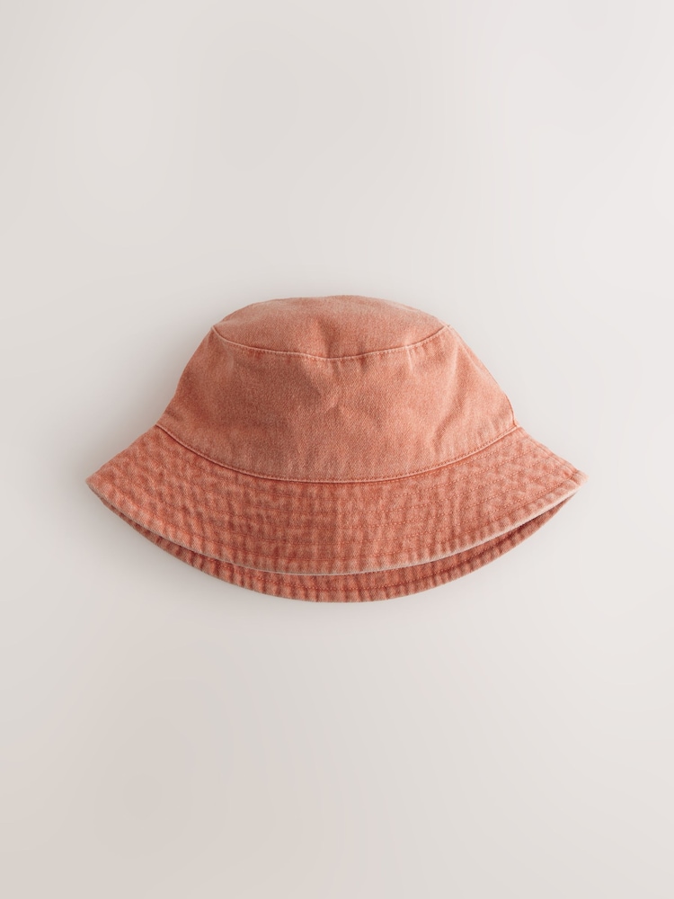 Orange 100% Cotton  Washed Bucket Hat (3mths-16yrs) - Image 1 of 3