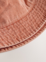 Orange 100% Cotton  Washed Bucket Hat (3mths-16yrs) - Image 2 of 3