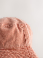 Orange 100% Cotton  Washed Bucket Hat (3mths-16yrs) - Image 3 of 3