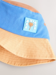 Blue/Orange 100% Cotton Colourblock Bucket Hat (3mths-10yrs) - Image 5 of 6