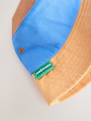 Blue/Orange 100% Cotton Colourblock Bucket Hat (3mths-10yrs) - Image 6 of 6