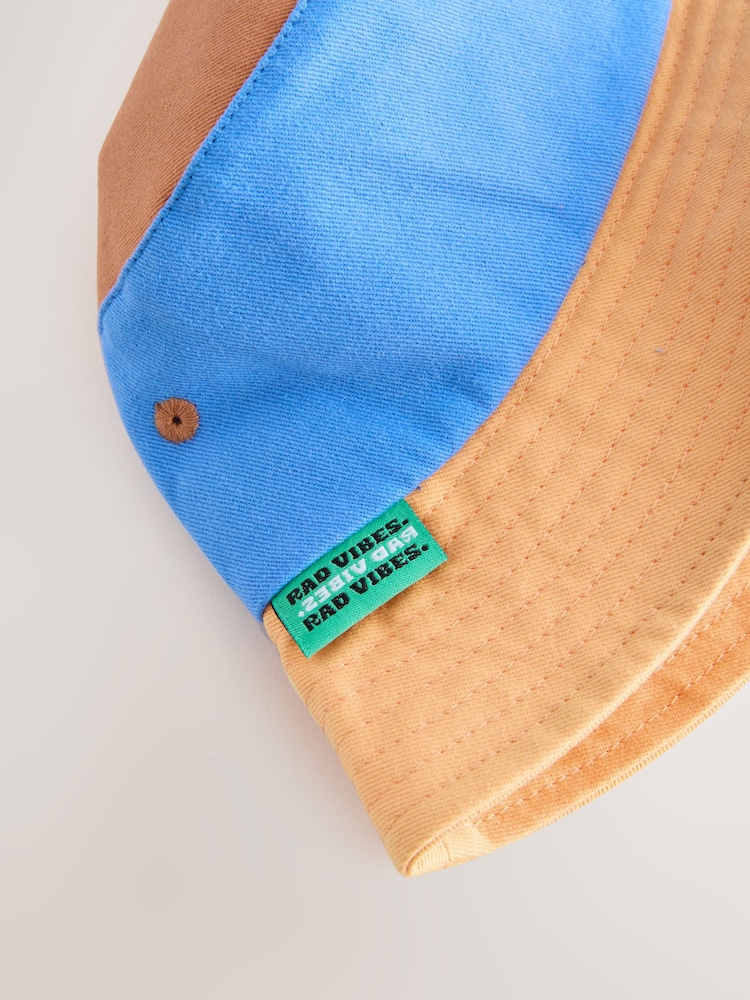 Blue/Orange 100% Cotton Colourblock Bucket Hat (3mths-10yrs) - Image 6 of 6 Blue/Orange 100% Cotton Colourblock Bucket Hat (3mths-10yrs) - Image 6 of 6