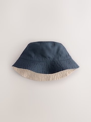 Azul marino/piedra - 100% Cotton Reversible Bucket Hat (3mths-16yrs) - Imagen 4 de 7