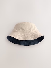 Azul marino/piedra - 100% Cotton Reversible Bucket Hat (3mths-16yrs) - Imagen 5 de 7