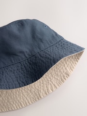 Azul marino/piedra - 100% Cotton Reversible Bucket Hat (3mths-16yrs) - Imagen 6 de 7