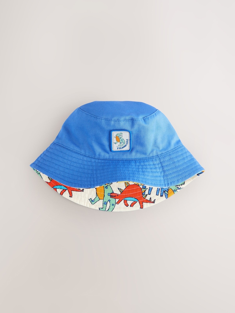 Multi Dinosaur Print Reversible Bucket 100% Cotton Hat (3mths-10yrs) - Image 2 of 4 Multi Dinosaur Print Reversible Bucket 100% Cotton Hat (3mths-10yrs) - Image 2 of 4