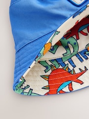 Multi Dinosaur Print Reversible Bucket 100% Cotton Hat (3mths-10yrs) - Image 3 of 4
