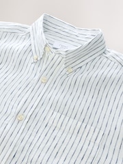 Navy Blue Signature 100% Linen Stripe Long Sleeve Shirt - Image 2 of 3