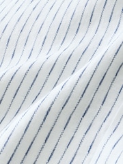 Navy Blue Signature 100% Linen Stripe Long Sleeve Shirt - Image 3 of 3