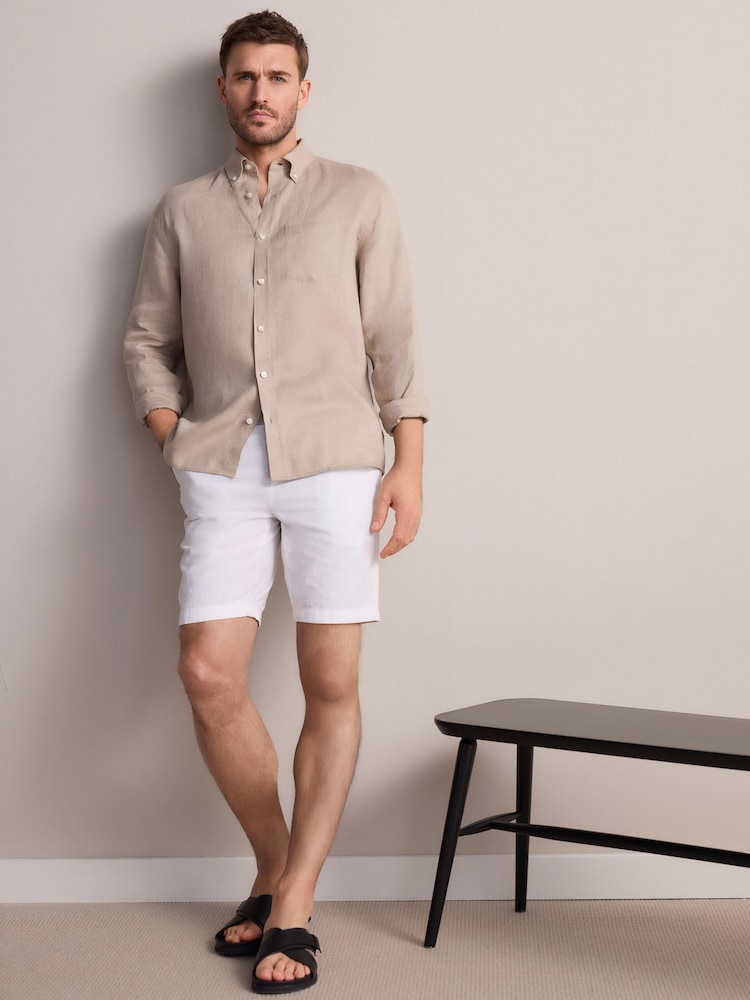 Pedra natural - Camisa de manga comprida Signature 100% em linho - Imagem 2 de 7