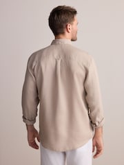 Pedra natural - Camisa de manga comprida Signature 100% em linho - Imagem 3 de 7