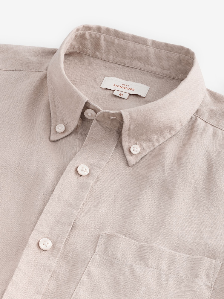 Stone Natural Signature 100% Linen Long Sleeve Shirt - Image 6 of 7