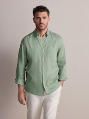 Mint Green Signature 100% Linen Long Sleeve Shirt - Image 2 of 8