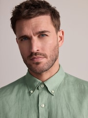 Mint Green Signature 100% Linen Long Sleeve Shirt - Image 4 of 8