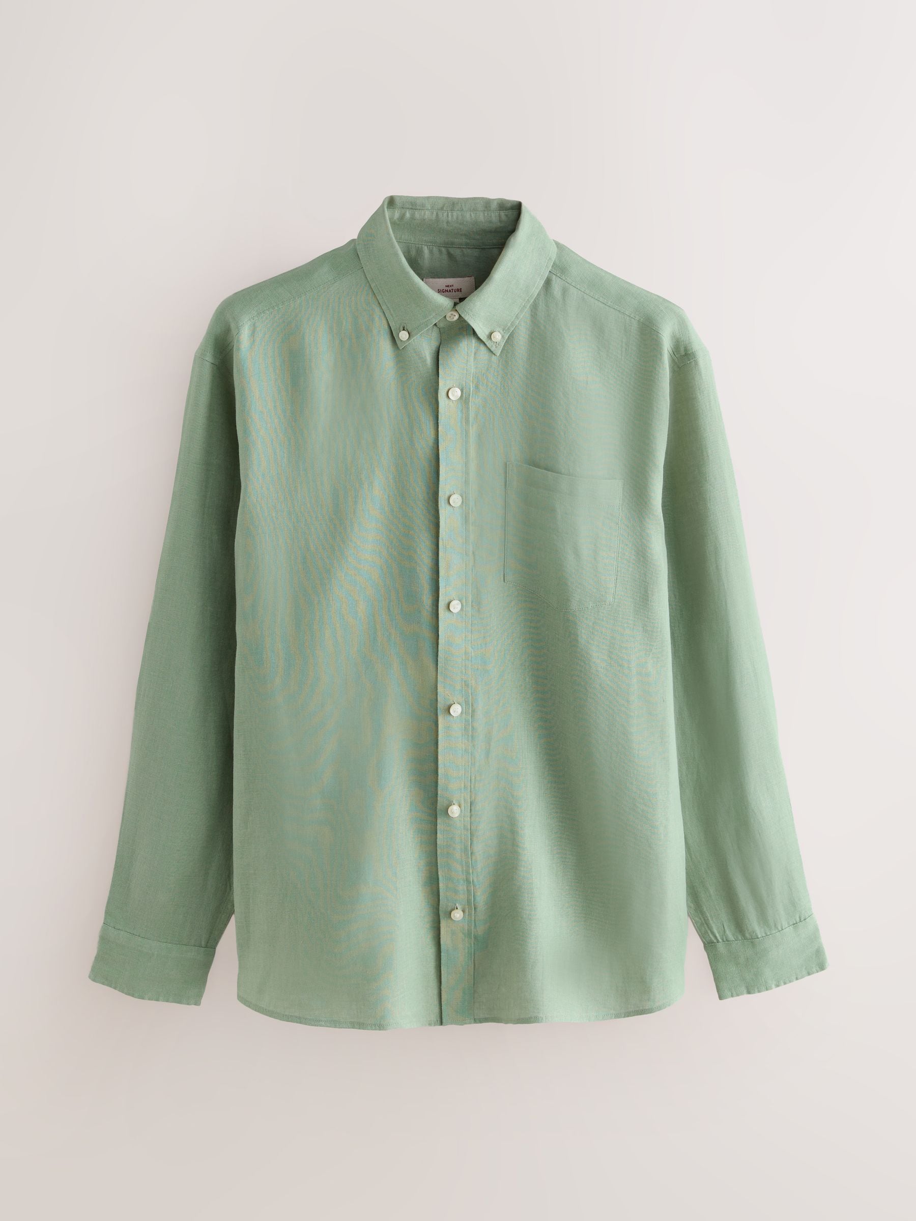 Buy Mint Green Signature 100% Linen Long Sleeve Shirt from Next Oman