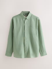 Mint Green Signature 100% Linen Long Sleeve Shirt - Image 6 of 8