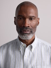 Green Signature 100% Linen Stripe Long Sleeve Shirt - Image 5 of 5