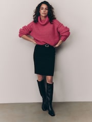 Black Pencil Knee Length Belted Skirt - Image 1 of 7
