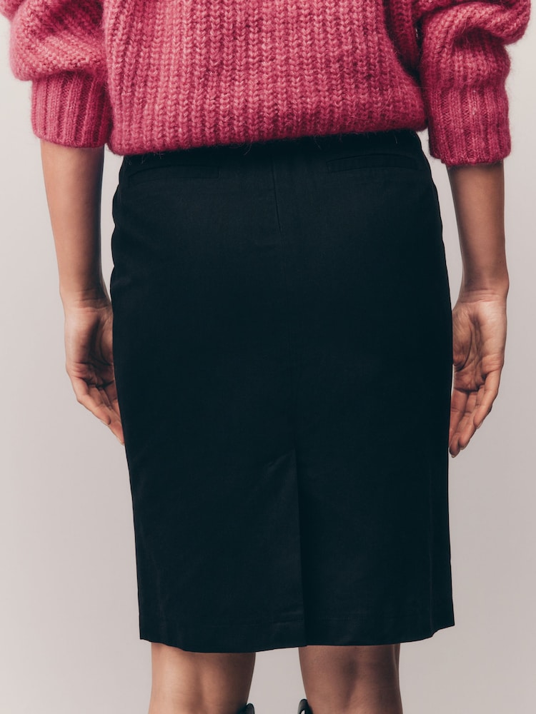 Black Pencil Knee Length Belted Skirt - Image 3 of 7