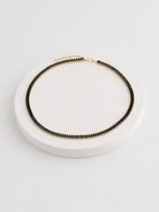 Inicio Gold Tone Gift Pouch Jet Baguette Stone Tennis Necklace - Image 1 of 1