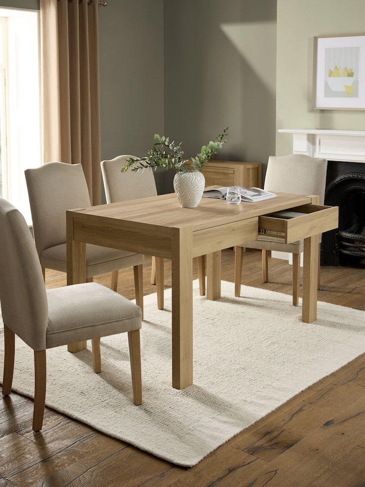 Light Natural Oak Effect Heath 6 Seater Storage Dining Table - Image 2 of 10