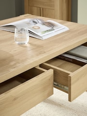 Light Natural Oak Effect Heath 6 Seater Storage Dining Table - Image 3 of 10