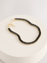 Inicio Gold Tone Gift Pouch Jet Baguette Stone Tennis Bracelet - Image 1 of 1