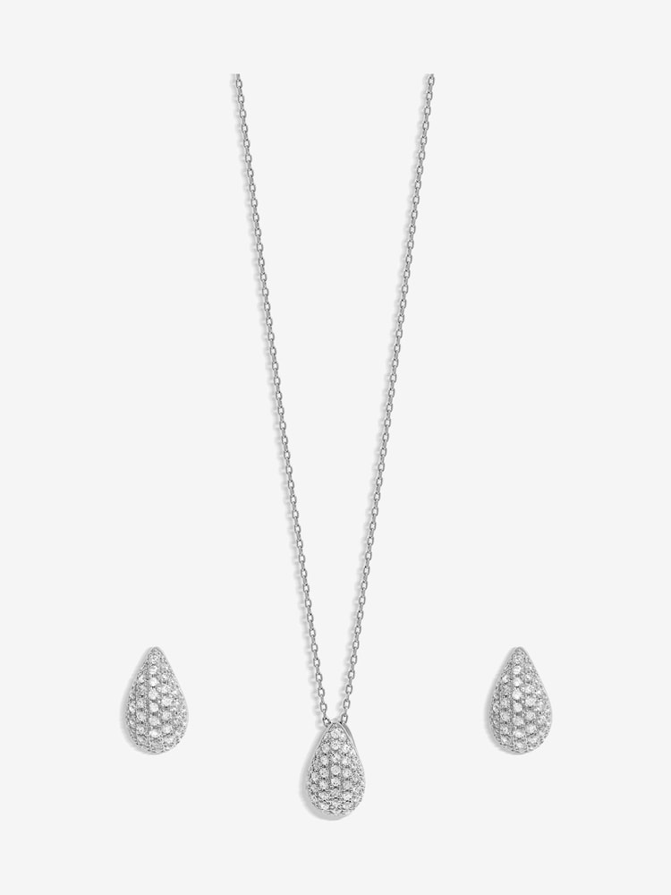 Inicio Silver Cubic Zirconia Teardrop Set - Gift Box - Image 2 of 3