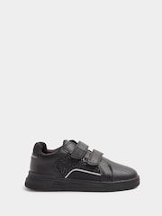 River Island Black Boys Black Monogram Panel PU Trainers - Image 1 of 4