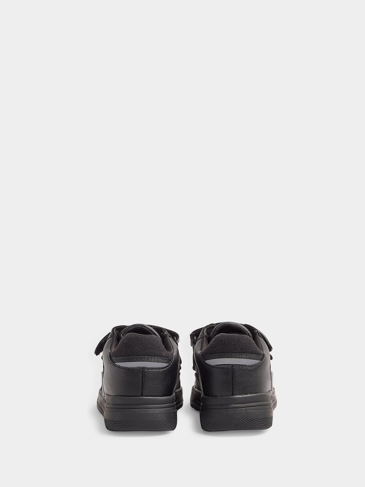 River Island Black Boys Black Monogram Panel PU Trainers - Image 2 of 4 River Island Black Boys Black Monogram Panel PU Trainers - Image 2 of 4