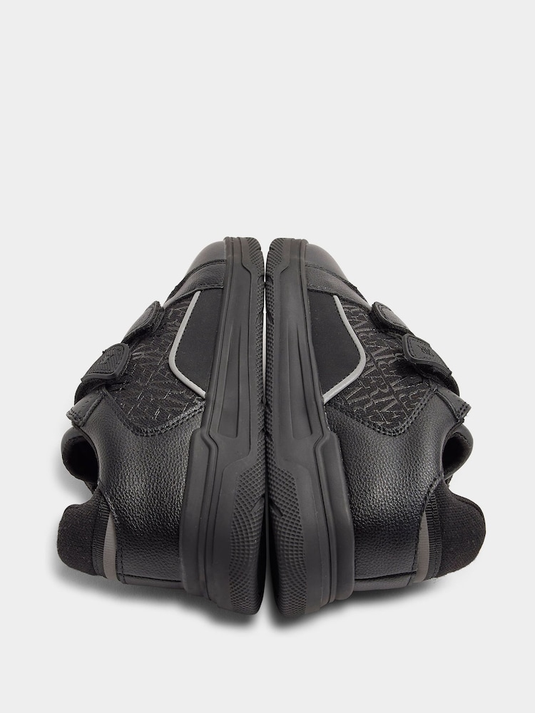 River Island Black Boys Black Monogram Panel PU Trainers - Image 4 of 4 River Island Black Boys Black Monogram Panel PU Trainers - Image 4 of 4