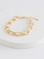 Inicio Gold Tone Gift Pouch Crystal Chain Bracelet - Image 1 of 1