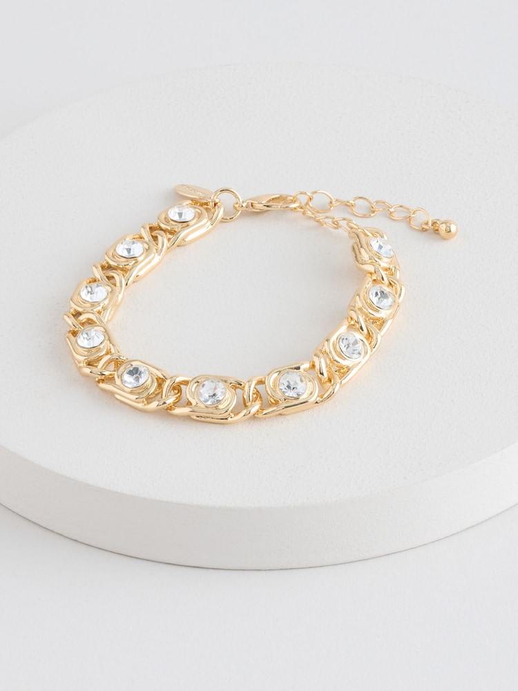 Inicio Gold Tone Gift Pouch Crystal Chain Bracelet - Image 1 of 1