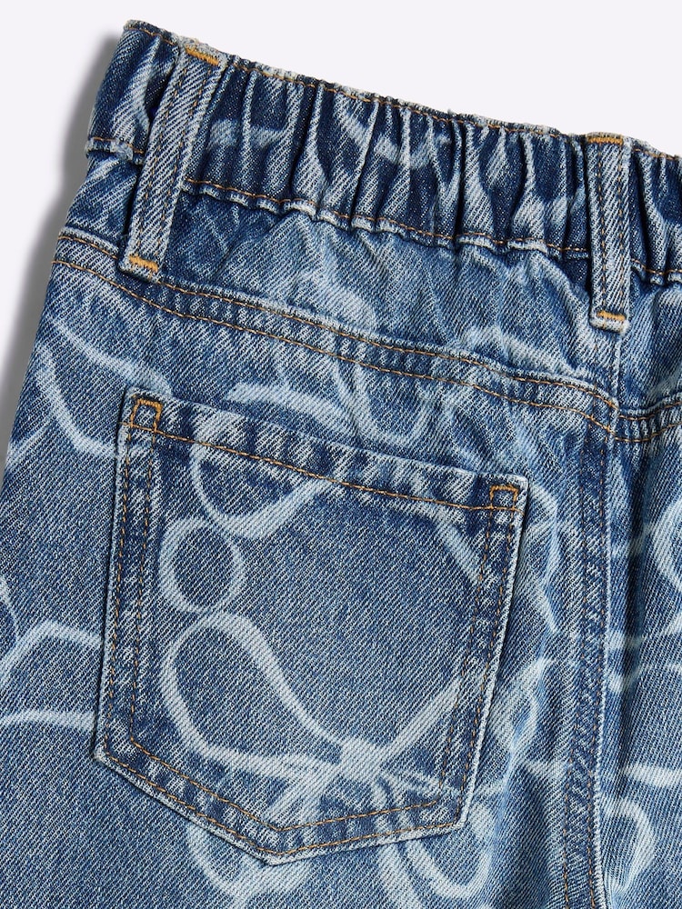 River Island Blue Mom Denim Bow 100% Cotton Jeans - Image 4 of 4 River Island Blue Mom Denim Bow 100% Cotton Jeans - Image 4 of 4