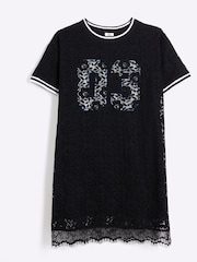 River Island Black Girls Lace T-Shirt Dress - Image 1 of 3