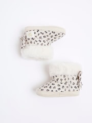 River Island Brown Baby Girls Leopard Print Suedette 100% Cotton Boots - Image 2 of 4