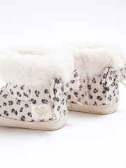 River Island Brown Baby Girls Leopard Print Suedette 100% Cotton Boots - Image 4 of 4